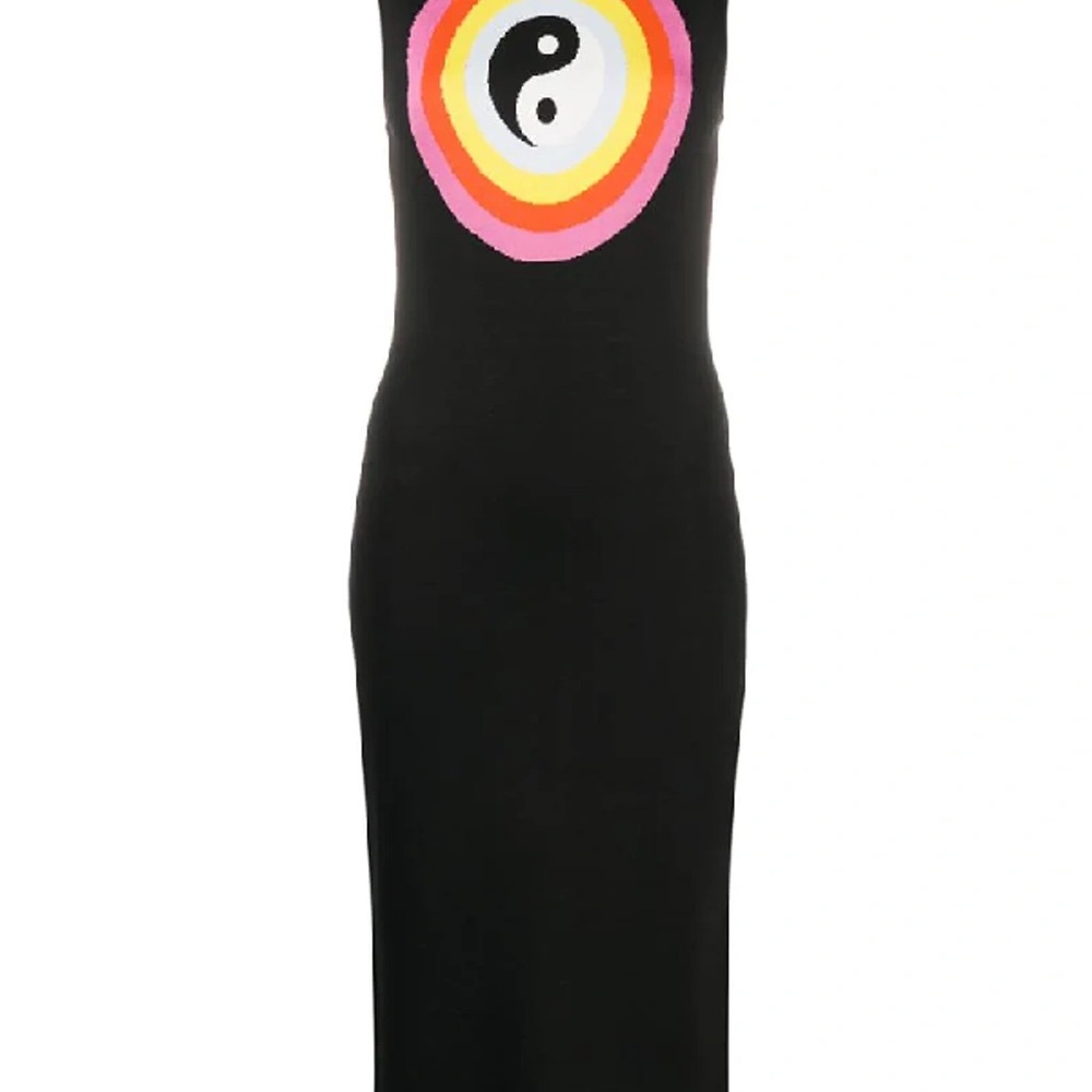 STAUD Black Sheath Midi Dress Mock Neck Sleeveless